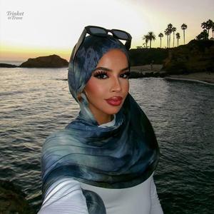 Selendang Kapas Lukisan Air Wanita Gaya Etnik Corak Panjang Nipis dan Bernafas Tudung Muslimah chiffon