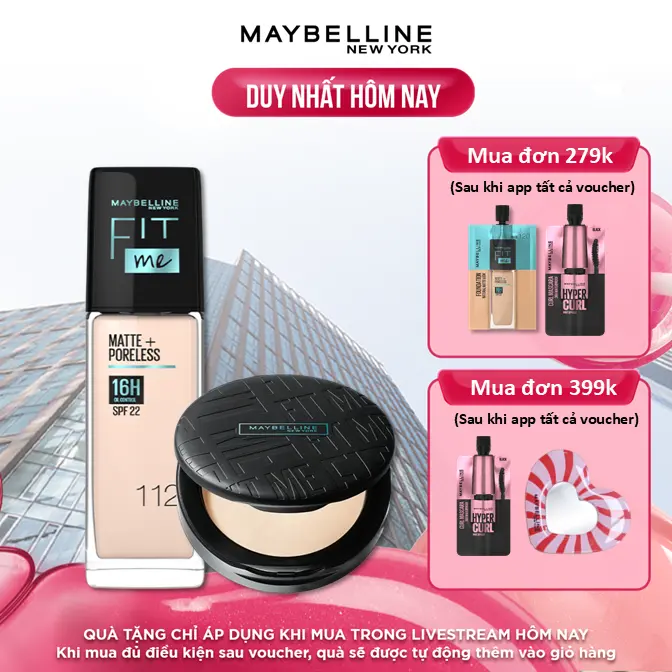 [Bộ trang điểm] Kem Nền Kiềm Dầu Fit Me 30ml và Phấn Phủ Kiềm Dầu Chống Nắng 16H Fit Me Maybelline New York 6g