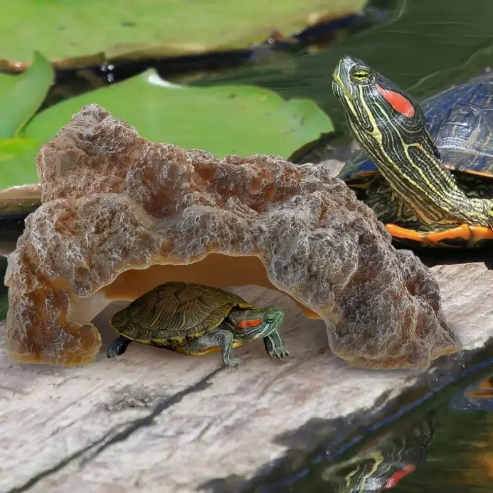 Craft Resin Reptile Hide Cave Realistic Artificial Turtle Shelter Simulated Creative Pet Hide Rest Cave Home