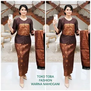 Baju Wanita Setelan Songket Selendang Mix Satin Lembut Premium