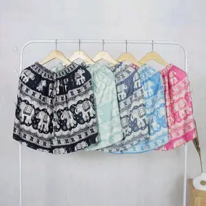Celana Pendek Wanita Super Jumbo Motif Gajah Mihu Mihu Selutut Hotpants Bigsize Rayon Kulot Shorts Santai Muat Sampai BB 100Kg