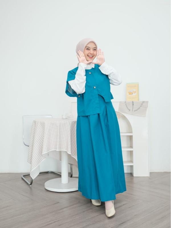 Kimmy Vest Setelan Rok dan Atasan Wanita Muslim one set rok Katun linen korean style setelan Baju  remaja Dewasa crop casual by cinesia.id 7