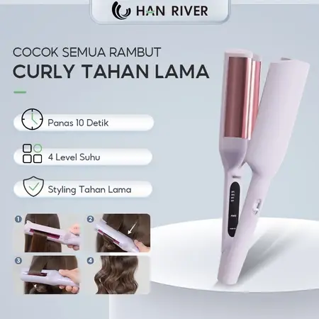 [COD]HAN RIVER Catokan Rambut Keriting 32mm Mermaid Wave 4 Level Suhu Keramik Hair Styler Tahan Lama