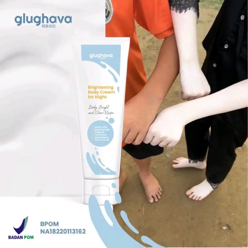 GLUGHAVA BRIGHTENING BODY CREAM FOR NIGHT 60ML | LOTION MALAM | MENCERAHKAN KULIT BADAN | PERAWATAN BADAN MALAM HARI