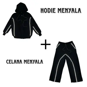 Setelan Anak Hoodie Reflective Oneset Celana Panjang Anak Menyala Umur 4 - 15 Tahun
