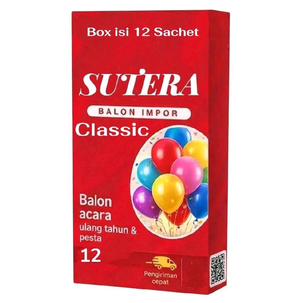 Balon SUTERA Classic isi 12 Sachet Merah - Tidak Mudah Bocor untuk Acara Ulang Tahun & Pesta