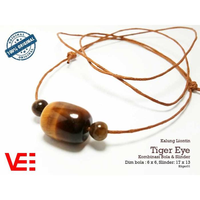 Gambar VeE Kalung Terapi Kesehatan Pria / Wanita Liontin Batu Tiger Eye Kombinasi Bola + Slinder dari Vee Jewelry Store Kota Bekasi Tokopedia