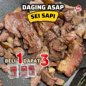 TANEV FOOD - 3 Pack Daging Asap Sei Sapi Smoked Beef - Lauk Instan Sehat Tanpa Pengawet Tahan Lama - Bisa Kirim Se Indonesia