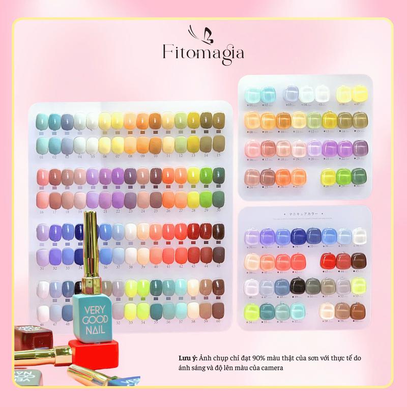 VERYGOOD CỔ CAO Set 60 màu sơn gel làm móng nail VERYGOOD cổ cao nắp vàng chất sơn đặc mướt - Tặng kèm bảng màu base top