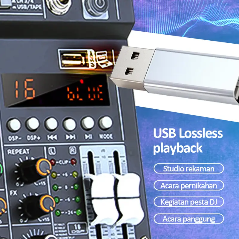 Bonkyo Pm4/HM-4M mixer sound audio system Bluetooth dsp USB 4 channel mini audio interface for recording 12v mixer with equalizer Bass Monitor Komputer Amplifier Adaptor Logam 3