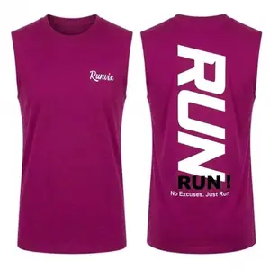 Runvix Singlet Running dengan Desain "RUN" dan Tagline "No Excuses Just Run" untuk Aktivitas Olahraga