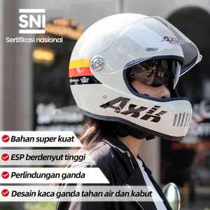 Helm Sepeda Motor Dengan Kaca Ganda Resolusi Tinggi Helm Helm Pria Helm Wanita Helm Full Face Helm Helm Retro SNI Certified