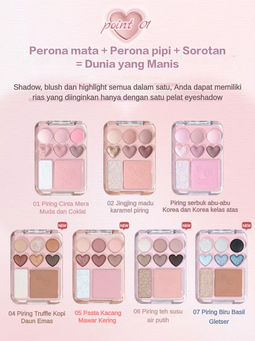 Gogo Tales Sweetheart DIY All in One Eyeshadow & Highlighter Pallete Brown GrayGogo Tales palet eyeshadow hati perona pipi highlighter all-in-one palet eyeshadow hati bedak eyeshadow coklat gogo tales toko resmi eyeshadow gogo tales palet highlighter