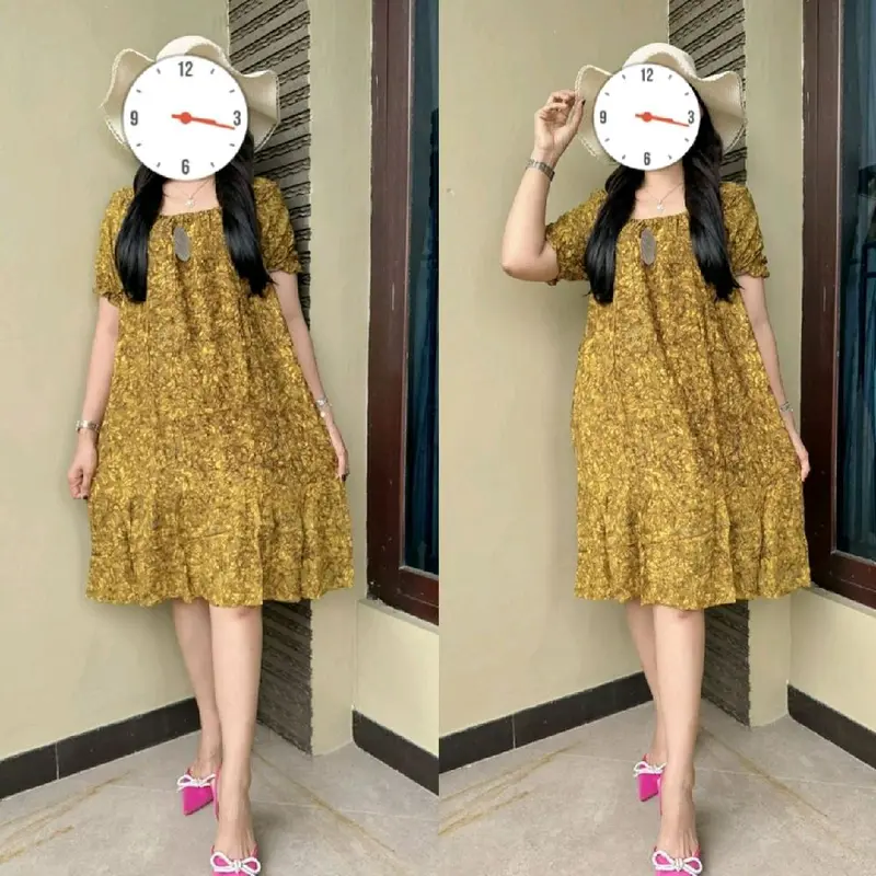 Daster Laura Dress Pendek Rayon Wanita 2025 Rayon Tebal Adem Ld 110 Baju Tidur Wanita Dewasa Remaja Nyaman Bumil 2