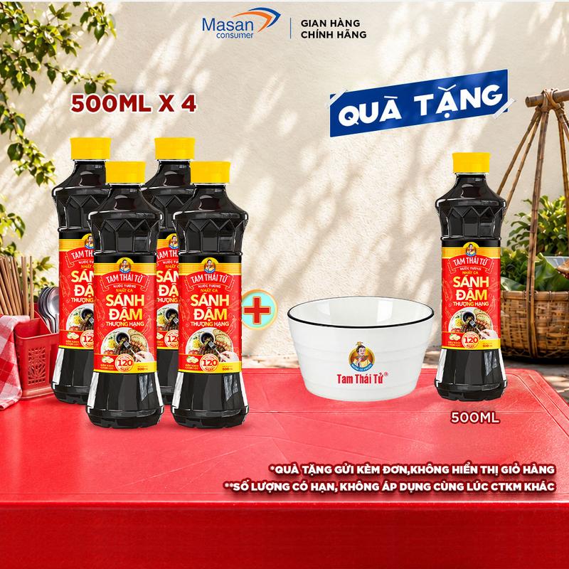 Combo 4 Chai Nước tương Tam Thái Tử Nhất ca sánh đậm 500ml