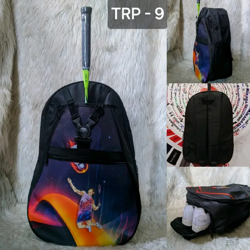 Tas Olahraga Ransel Bulutangkis Dilengkapi Tempat Raket dan Sepatu 0