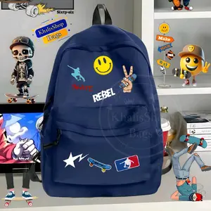 KhalisShop- Tas Ranse Distro Sekolah SD/SMP/SMA Pria Wanita Fashion Backpack Fungsional Cowok Cewek stayle tas Laptop Hitam kece Vintage