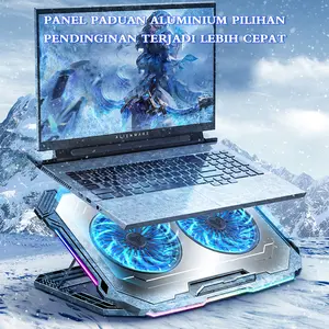 Laptop Cooling Bracket Dual Fan Metal Mesh Computer Base Exhaust Fan Bracket Gaming Laptop Cooling Base Silent Exhaust Cooling Bracket