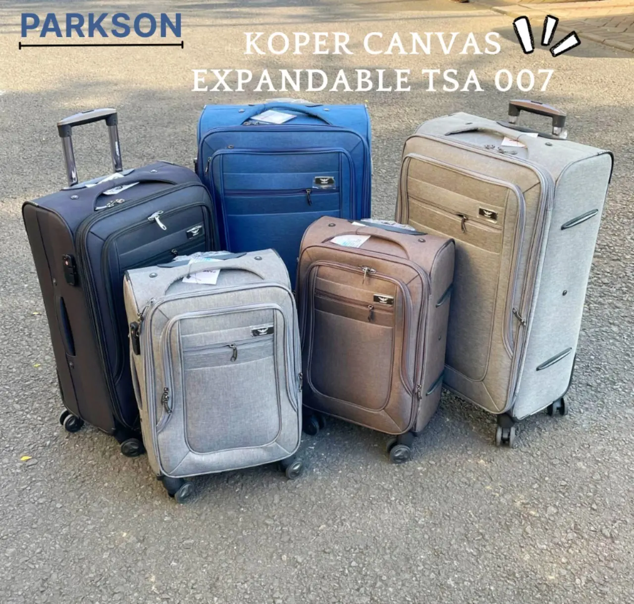 PARKSON Koper Canvas Tsa Lock 007 / Koper Super Ringan & Kuat Bahan Nylon Anti Air / Dimensi 20/24/28 Inch Expandeable dengan Roda 360° dan Kunci Extra Secure