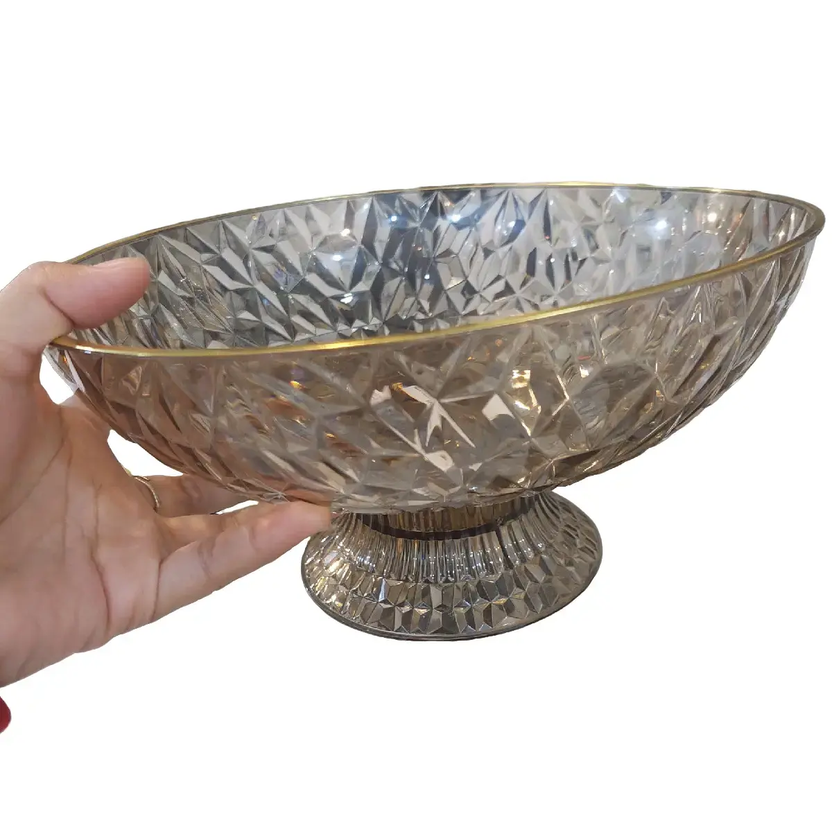 mangkok buah akrilik warna ros gold
