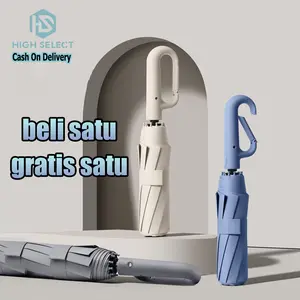 HIGH SELECT [Beli Satu Gratis Satu] Payung Otomatis Dua Fungsi Hujan Dan Matahari Dilipat Dengan Kait Perlindungan Sinar Matahari Dan UV uv-resistant lipat