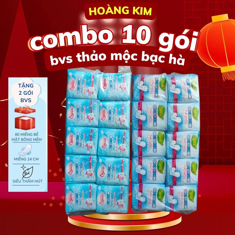10 Gói Băng Vệ Sinh The Mát Thảo Mộc Cực The Mát  Dùng Cho Ngày Kinh Nguyệt Nhiều Gói 8 Miếng Bề mặt Bông
