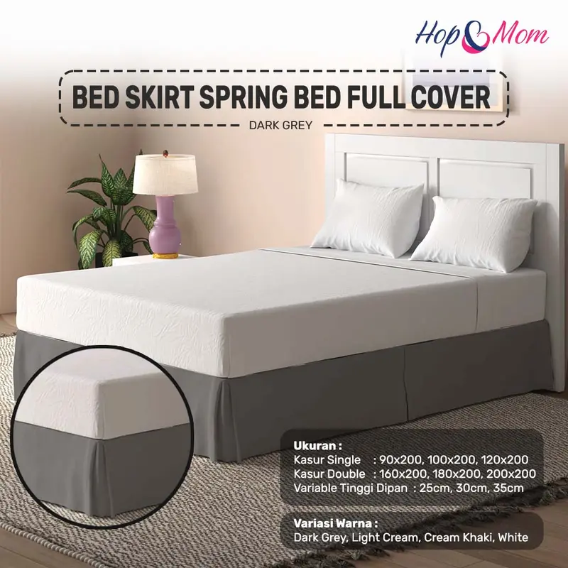 Rok Kasur Bed Skirt Hotel Bahan Katun - Hop & Mom 5