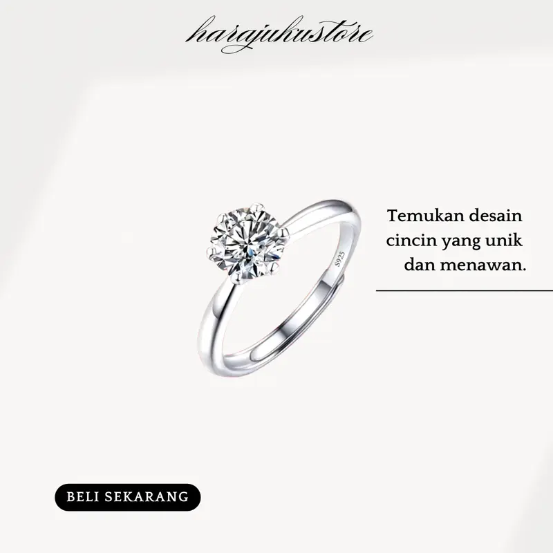 HARAJUKU cincin wanita moissanite KOREANSTYLE adjustable HIGH PREMIUM/ANTI KARAT (BISA COD) 1