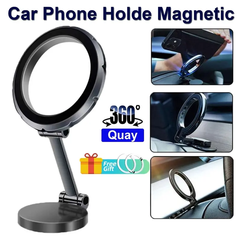 Fold Magnet Car Holder 360° Rotation Bisa Dilipat Magsafe Car Phone Holder / Universal Holder Hp Mobil Magnetic Bekerja Dengan Semua Ponsel - DH 802 0