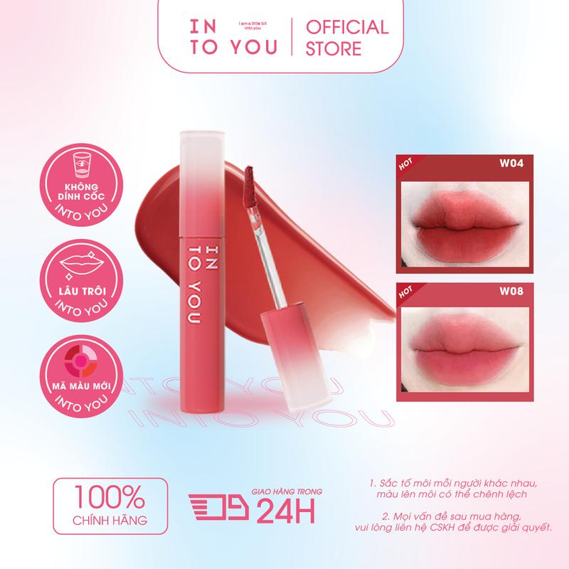  Son Bóng Lì W04 INTO YOU Không Dính Môi Căng Mọng Vi Trái Cây 2.6g Liptick Gloss 