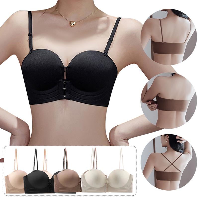 Áo Ngực Nâng Ngực, Đệm Ngực Dày, Khóa Trước, Dây Đeo Vai Có Thể Tháo Rời, Áo Ngực Cỡ Lớn Hơn, Đồ Lót Nữ, Áo Ống, Áo Ngực Không Gọng, Có Sẵn Trong 2 / 1 CÁI