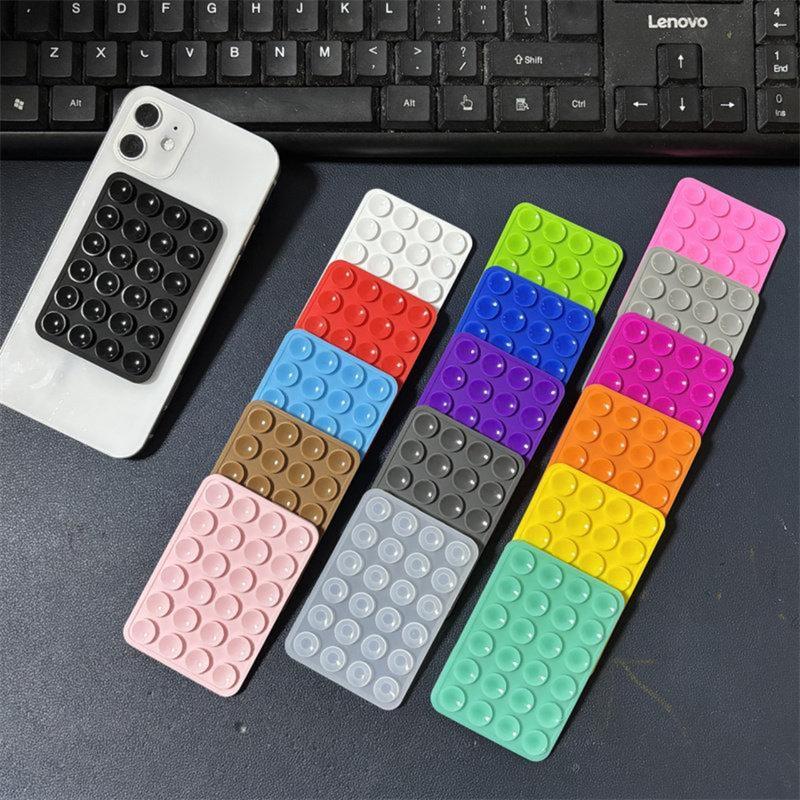 Giá đỡ điện thoại dạng cốc hút, miếng dán kép bằng silicone, cố định chắc chắn, chống trượt, dùng cho tường, gương phòng tắm, mặt sau dính chắc, hút mạnh, có thể dán trên bàn