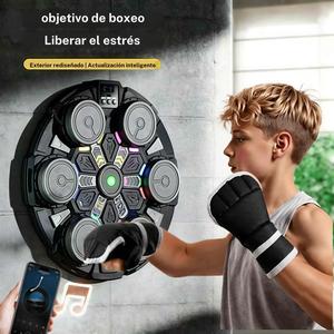 Máquina de boxeo inteligente con música para adultos y niños, incluye guantes, pantalla LED con datos de golpes, montable en pared, usable en casa, oficina o gimnasio, excelente como regalo de Navidad.