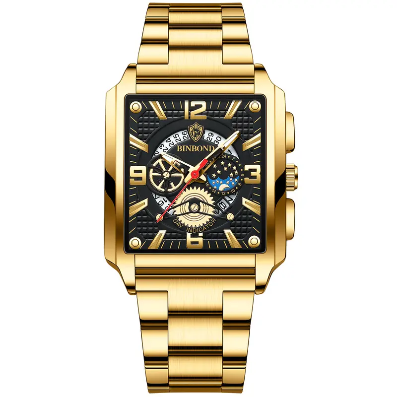 BINBOND 6575 Jam Tangan Pria Anti Air Original 100% Sport Fashion Stainless Steel Quartz Cowok Waterproof Watch Hadiah 0