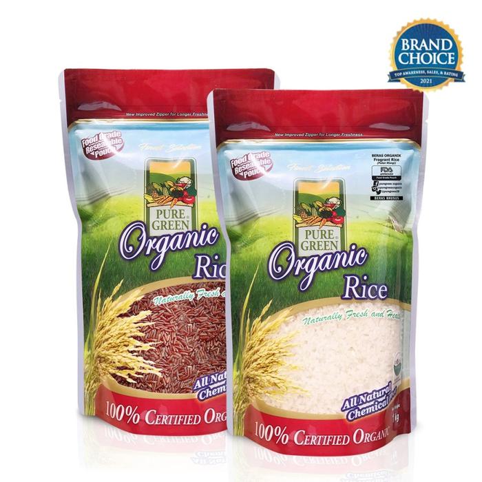 Gambar PAKET HEMAT - PureGreen Organic Rice Beras Organik Pulen Wangi 1 kg + Beras Merah 1 kg dari Puregreen Organic Kota Administrasi Jakarta Utara Tokopedia