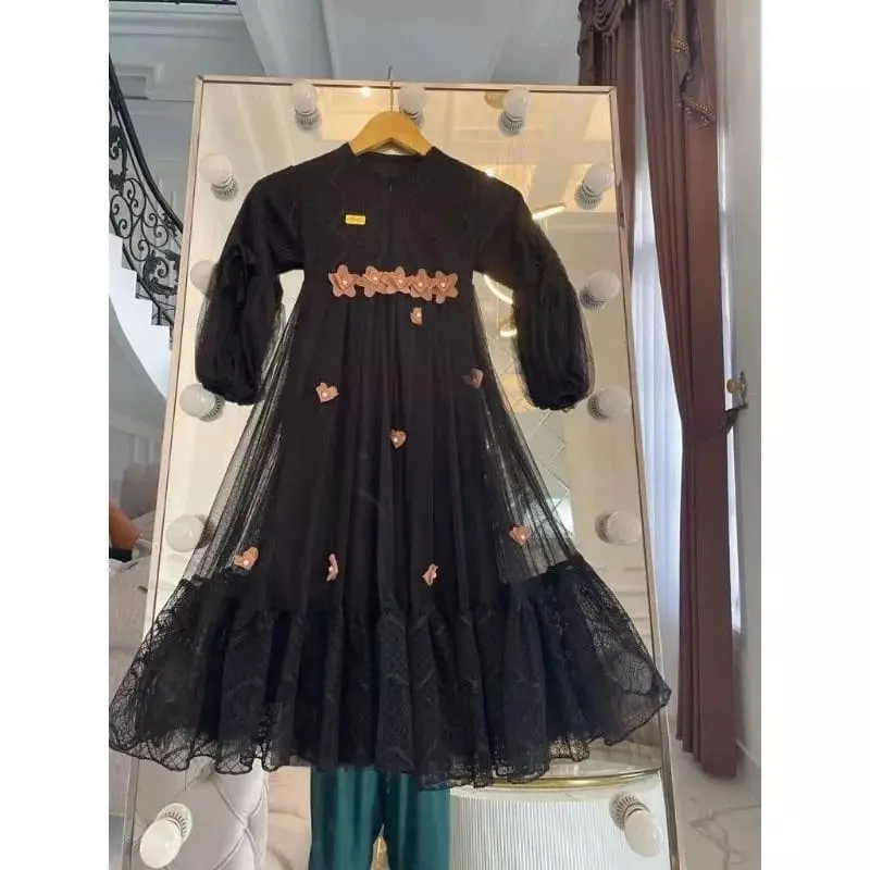 Gamis anak bunga mewah brokat tile dress pesta anak terlaris 4