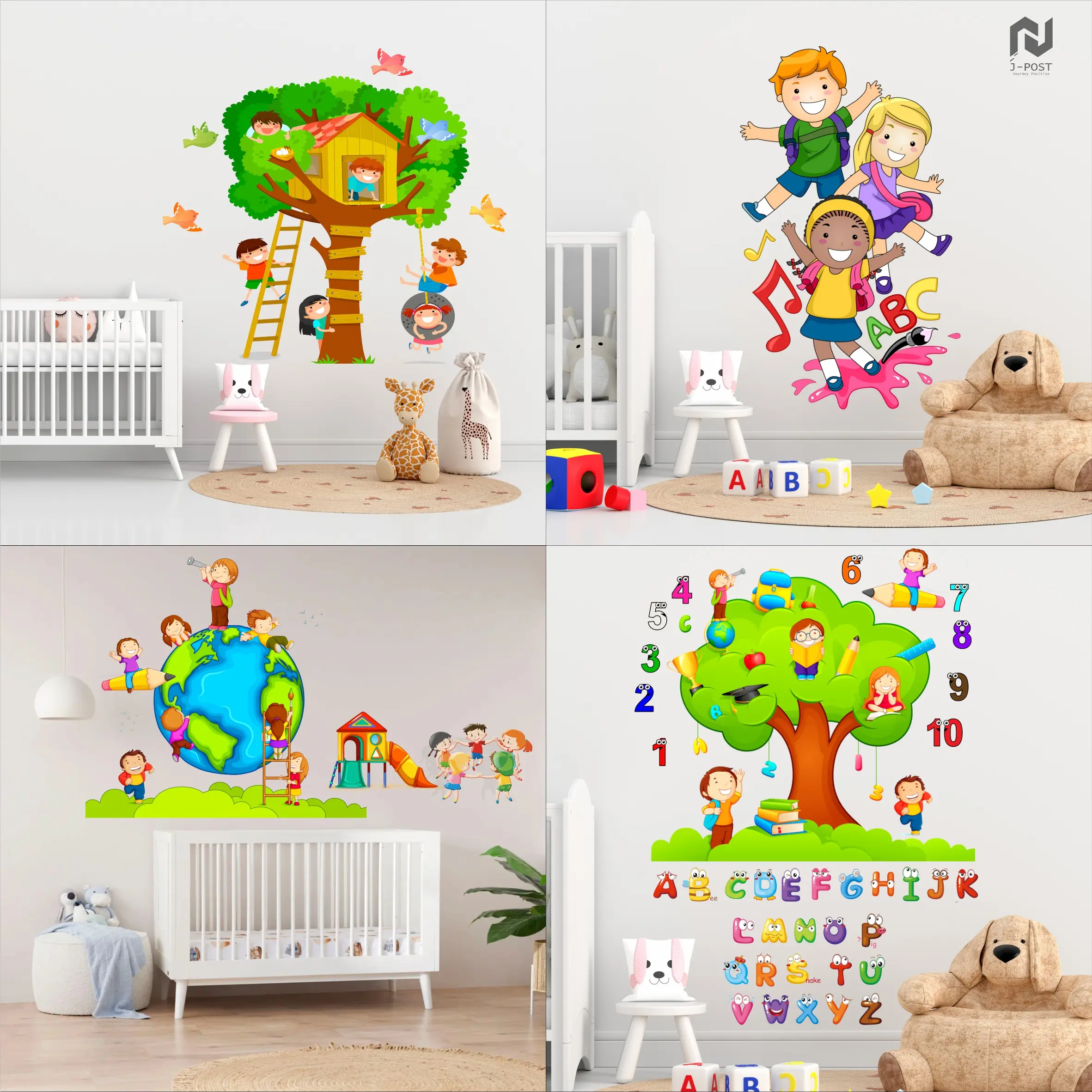 Wall Sticker Dinding Tahan Air Motif Pohon Floral Hewan Stiker Dinding Kamar Anak Wallsticker