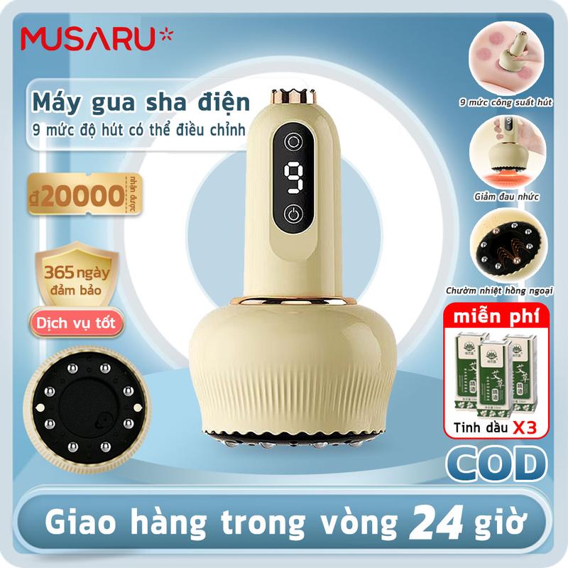 MUSARU Máy massage giác hơi cầm tay , bộ giác hơi cạo gió không dùng lửa, giác hơi cạo gió an toàn Tinh dầu miễn phí