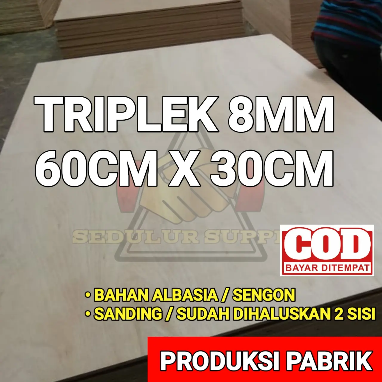 Triplek 8mm Ukuran 60 x 30 cm Bahan Albasia