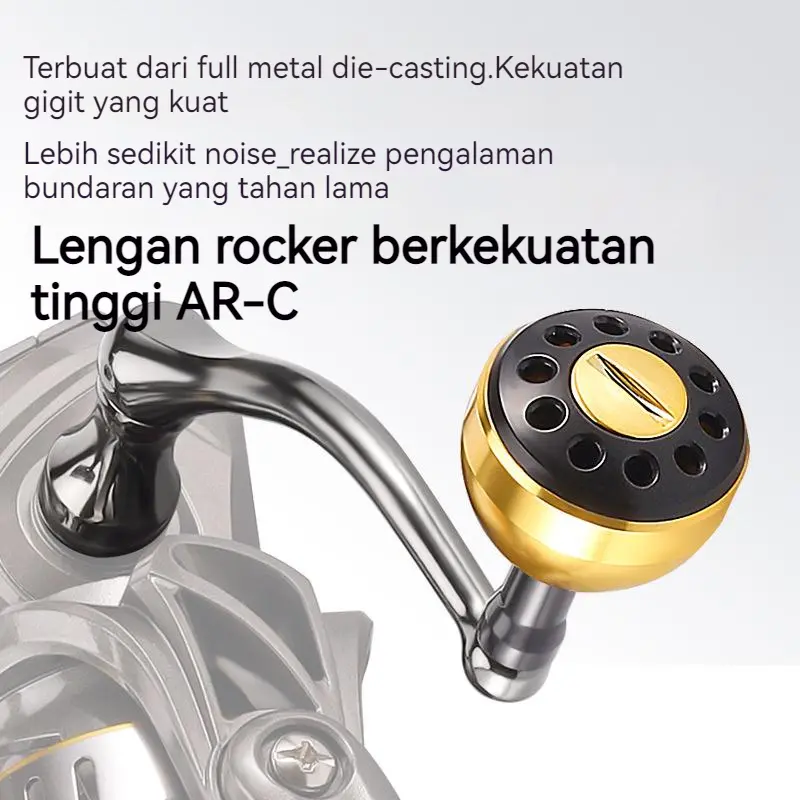 reel pancing shijiro p50  power handel joran pancing daido reel pancing putar Spinning Reel mesin poros kawat logam gulungan umpan Rasio kecepatan5.2:1 alat Rell Pancing rel pancing power handle 3