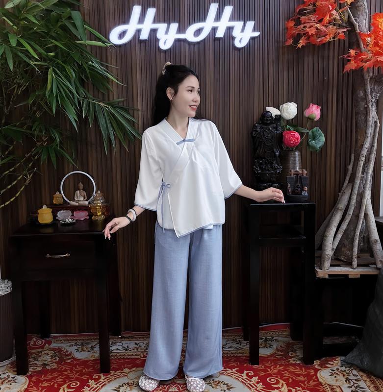 Thiên Ý - Set Bộ Pháp Phục Lễ Chùa Nữ BigSize Áo Đắp Tà Có Dây Cột Trẻ Trung-HyHy