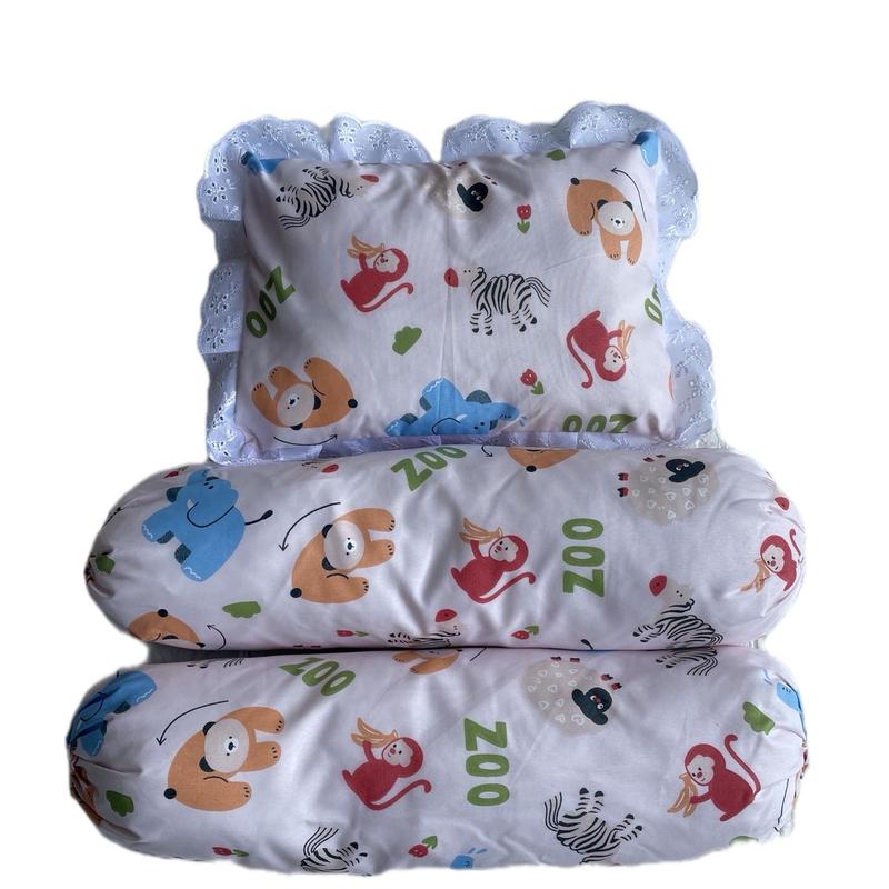 Set Bantal dan Guling Jumbo Katun Bayi dengan Corak Lucu - Empuk dan Aman untuk Tidur 7