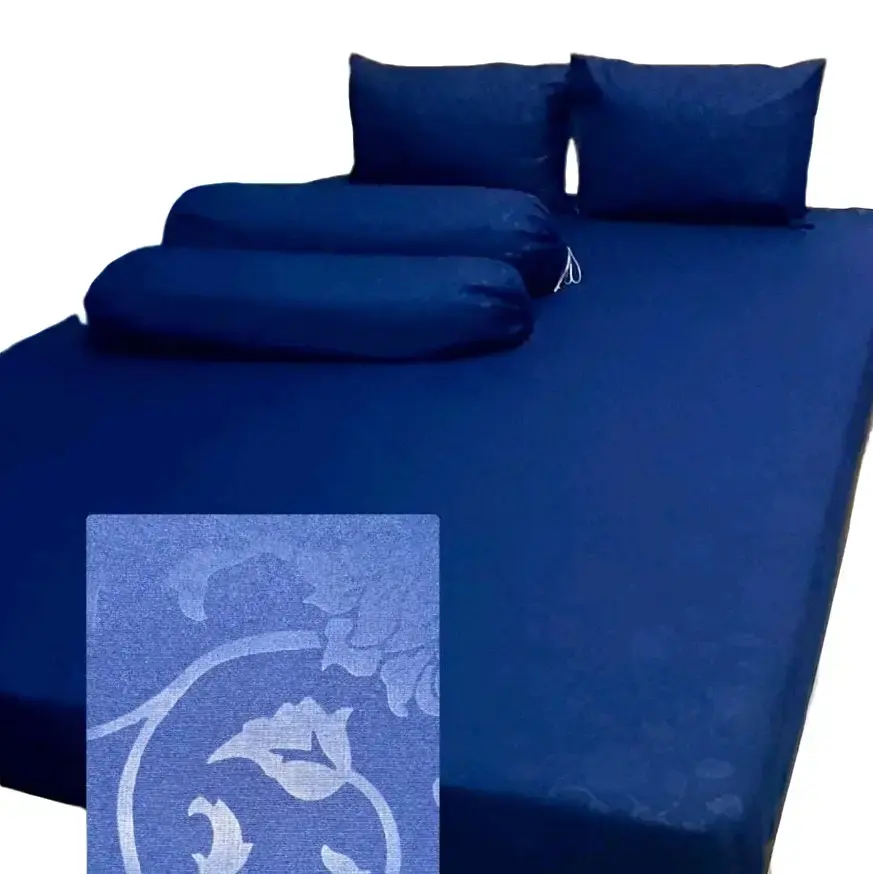 Sprei Polos Emboss Biru Navy All Size 90x200 100x200 120x200 140x200 160x200 180x200 200x200 Seprai Katun Set Sarung Bantal Guling Tali Karet Sudut Bunga Pink King Estetik sprei  ukuran