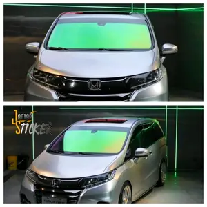 Stiker Kacafilm Riben Pelangi Hologram Hijau Sticker Ryben Bunglon Rainbow Green Untuk Kaca Mobil Kualitas Premium Car Pelindung