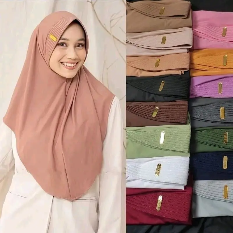 30 ribu dapat 3 pcs hijab bergo hamidah size M label akrilik sudah menutup dada jersey hyget