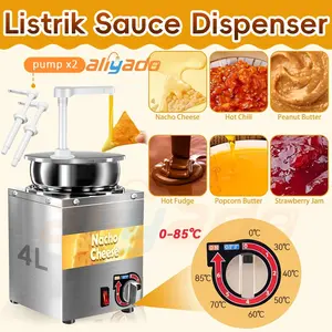 NEW PRODUK Listrik Sauce Dispenser Pump Pompa Peras Komersial 4L dengan Pompa & Pemanas Dispenser Pemanas Saus Keju Nacho untuk Saus Tomat Kecap Saladr Saus Hot Fudge bagus