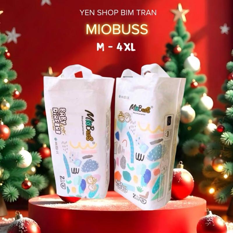 Bỉm MioBuss 50 100 Miếng M-4XL From Bo Lưng Chun Mềm Mại Thấm Hút Tốt Dành Cho Bé Tiểu Ít Tiểu Vừa Mặc Ngày đêm thoải mái . Bé Bụ Bẫm Tăng Size