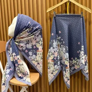 Meidina_hijab motif terbaru segiempat motif ternew voal printing Square Bunga Muslim