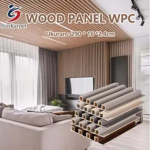 SanKarpet-Panel dinding slatwall-Panel dinding akustik-Panel dinding dekoratif untuk dinding interior-Veneer kayu mewah (kayu ek alami) 1 pcs wpc wall  panel wallpaper  sticker  design  room foam  3d segitiga diding rolling  door Plastik pvc wallboard