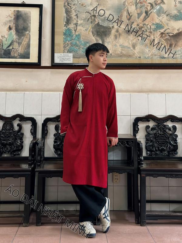 Áo dài nam ngũ thân chất vải KAKI HÀN Tết 2026 BIGSIZE 125KG| Áo dài Nhật Minh không kèm tua dua quần